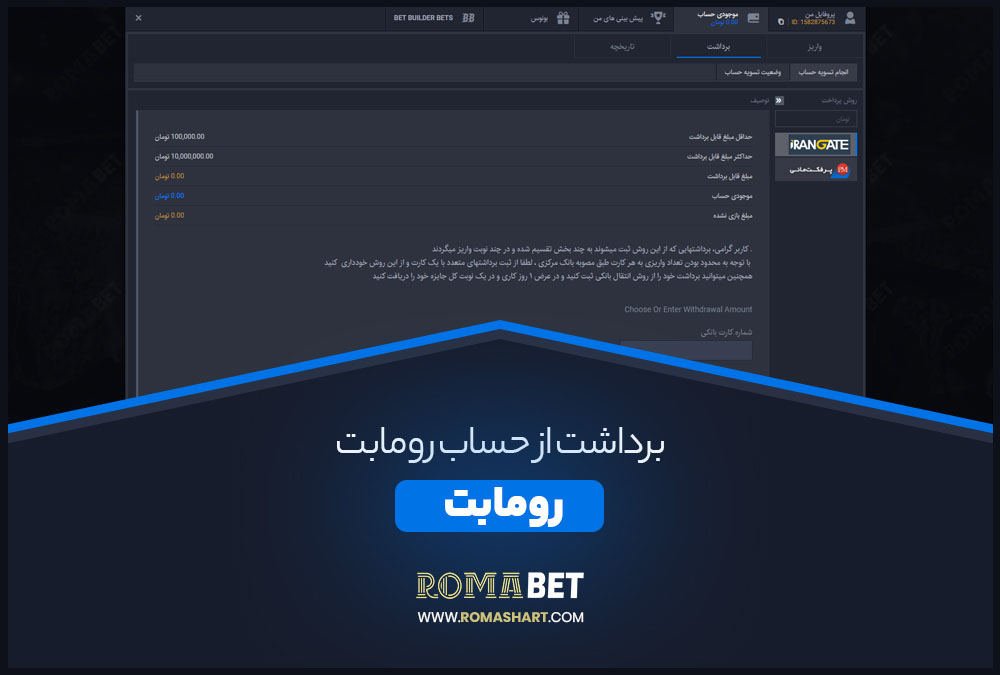 برداشت از حساب رومابت برداشت از حساب رومابت